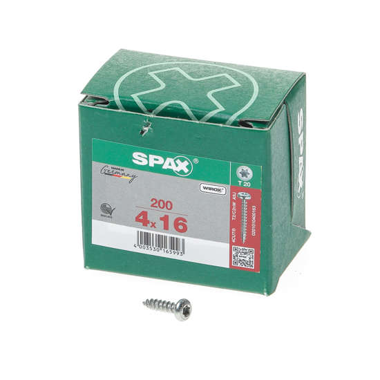 Afbeelding van Spax Spaanplaatschroef cilinderkop verzinkt T-Star T20 4.0x16mm (per 200 stuks)
