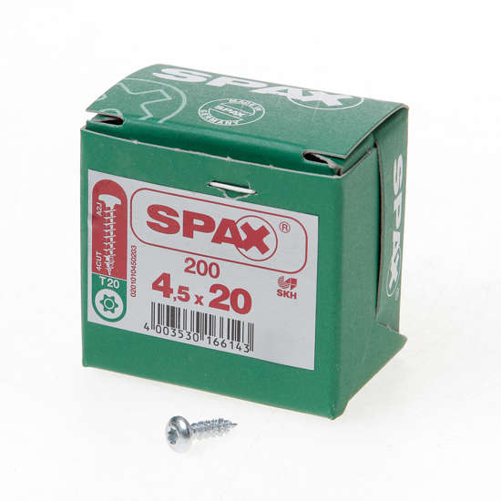 Afbeelding van Spax Spaanplaatschroef cilinderkop verzinkt T-Star T20 4.5x20mm (per 200 stuks)
