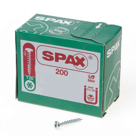 Afbeelding van Spax Spaanplaatschroef bolkop verzinkt T-Star T20 4.5x25mm (per 200 stuks)