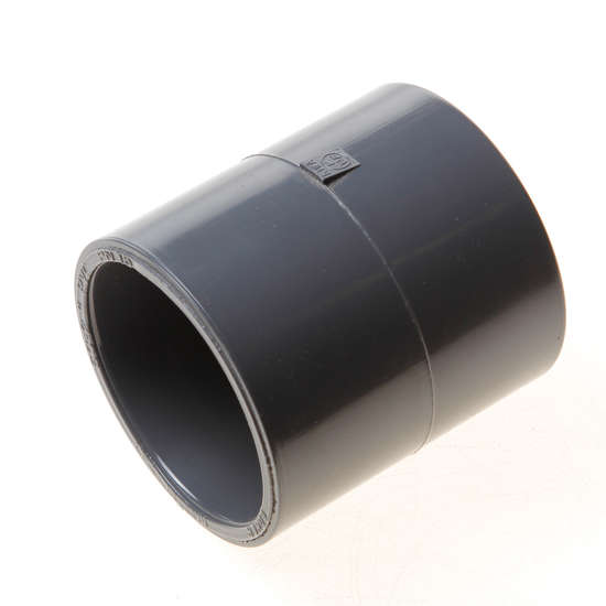 Afbeelding van Steekmof 2x lijmmof PVC-U grijs keurmerk KIWA K17301 63mm