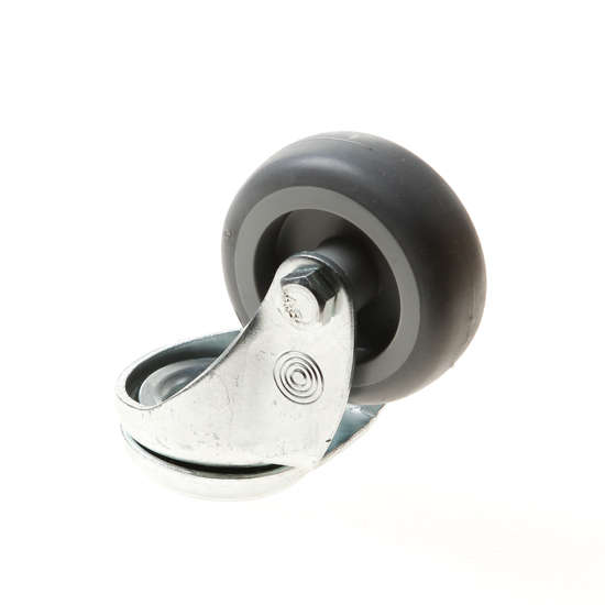 Afbeelding van Zwenkwiel met boutgat, grijs rubber wiel met glijlager, 50kg 50mm