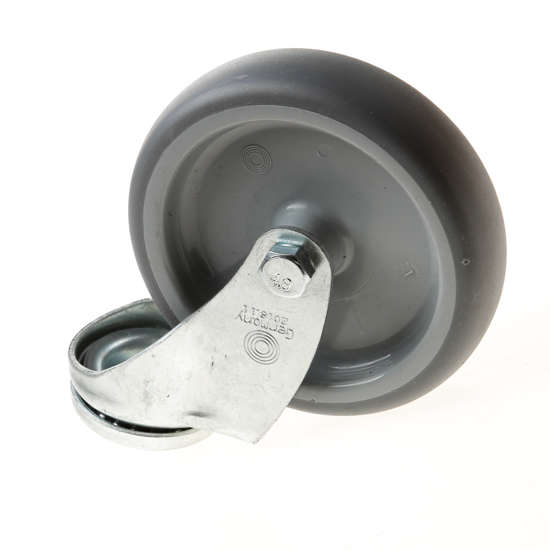 Afbeelding van Zwenkwiel met boutgat, grijs rubber wiel met glijlager, 65kg 100mm