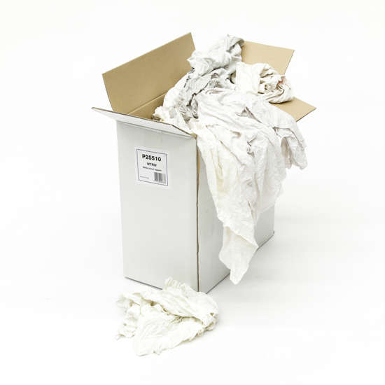 Afbeelding van Poetslappen wit tricot doos 10 kg